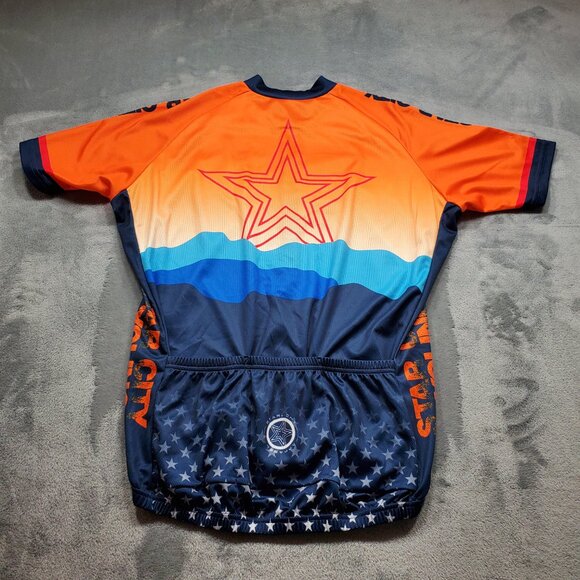 Starlight Active Club Full Zip 3 Pockets Star City Cycling Orange Blue Men Sz L - Picture 2 of 15